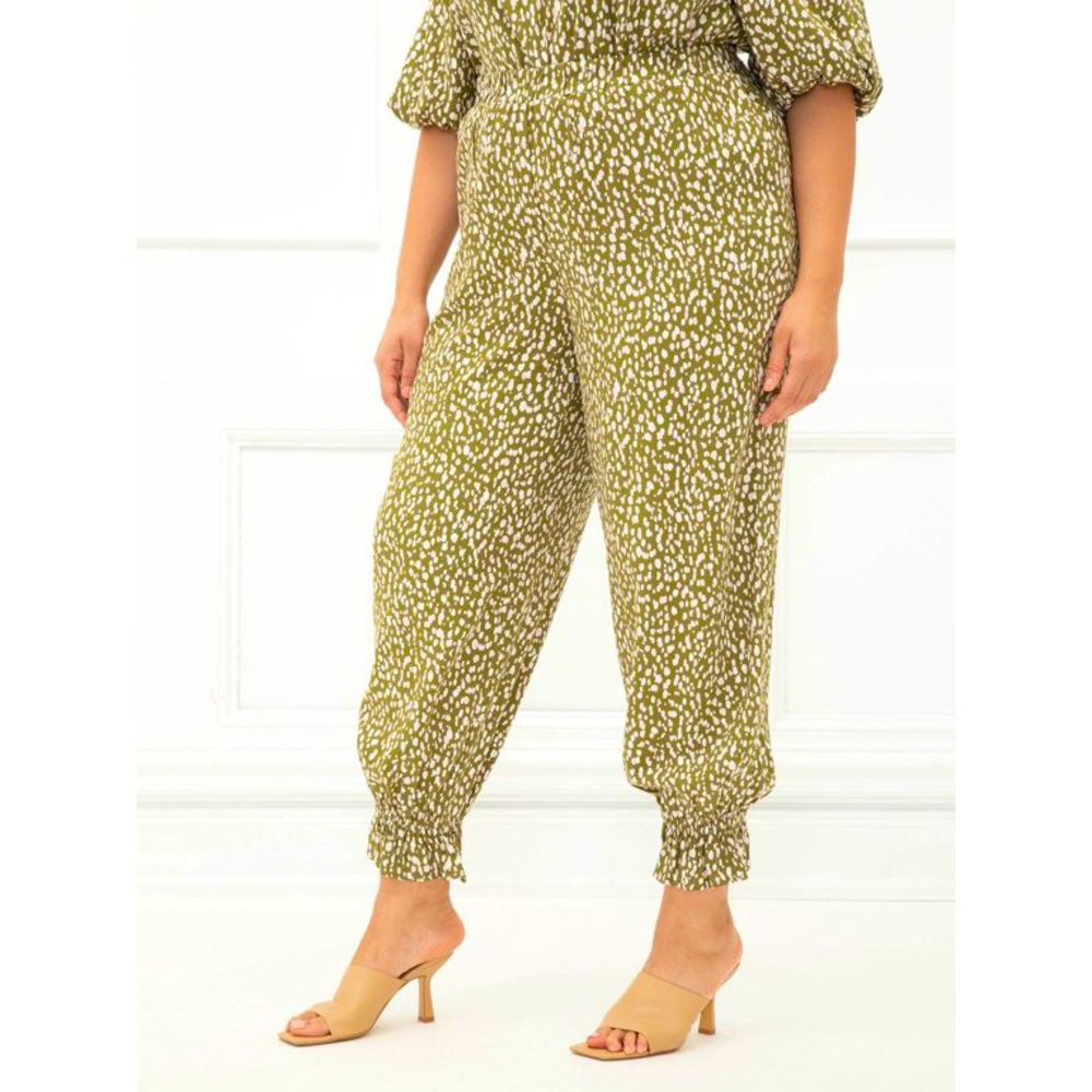 ELOQUII Elements Dot Print Jogger Pants with Flounce Hem | 22/24